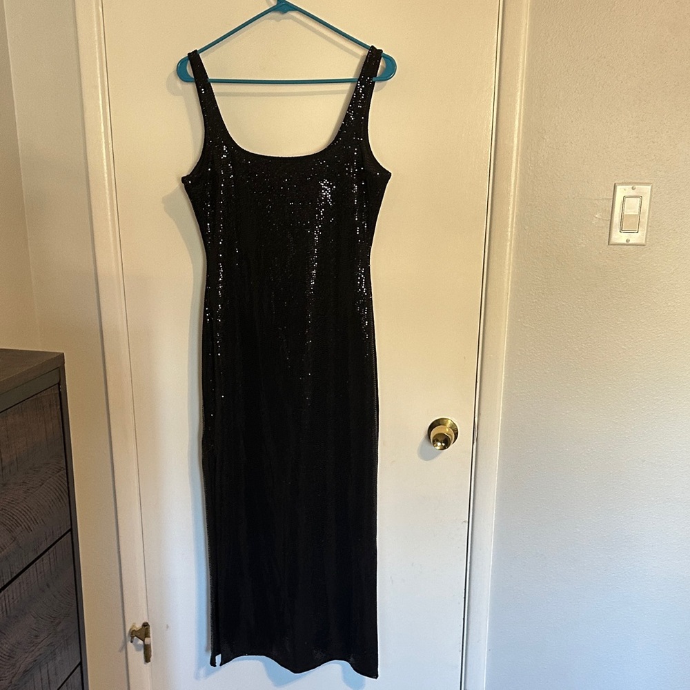 Bebe Black Sequin Maxi Dress